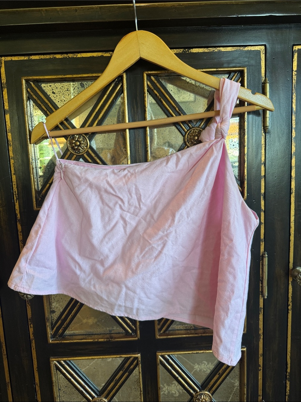 Showpo Light Pink One-Shoulder Knotted Strap Cami